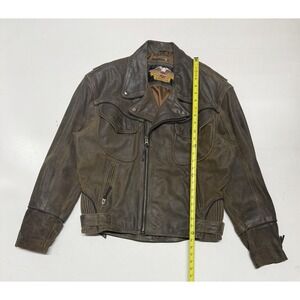 Vintage Harley‎ Davidson Billings Down Distressed Leather Mens Jacket Size Large